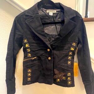 LoveStitch NWT Embellished Black Studded Jacket Blazer Sz M Festival Boho